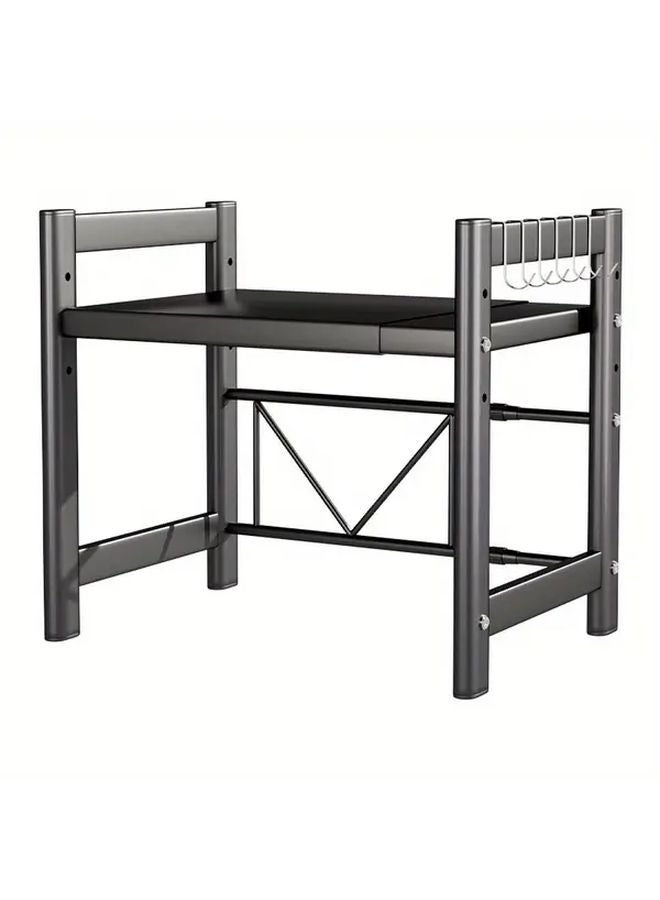 Gray Heavy Duty Expandable Microwave Stand Adjustable Oven Rack With Hooks 200lb Capacity - Image 4